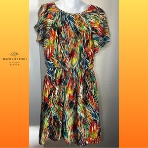 BCX | wispy, multicolored A-line print | Women’s size M dress